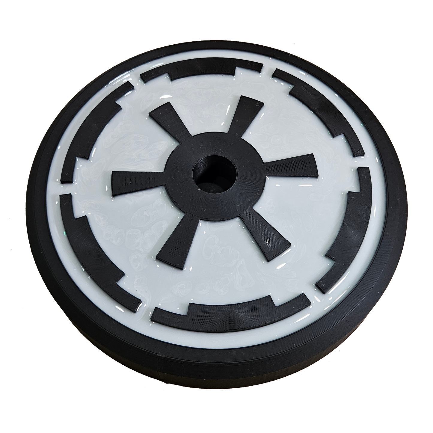 Black and white wheel or pulley on a white background