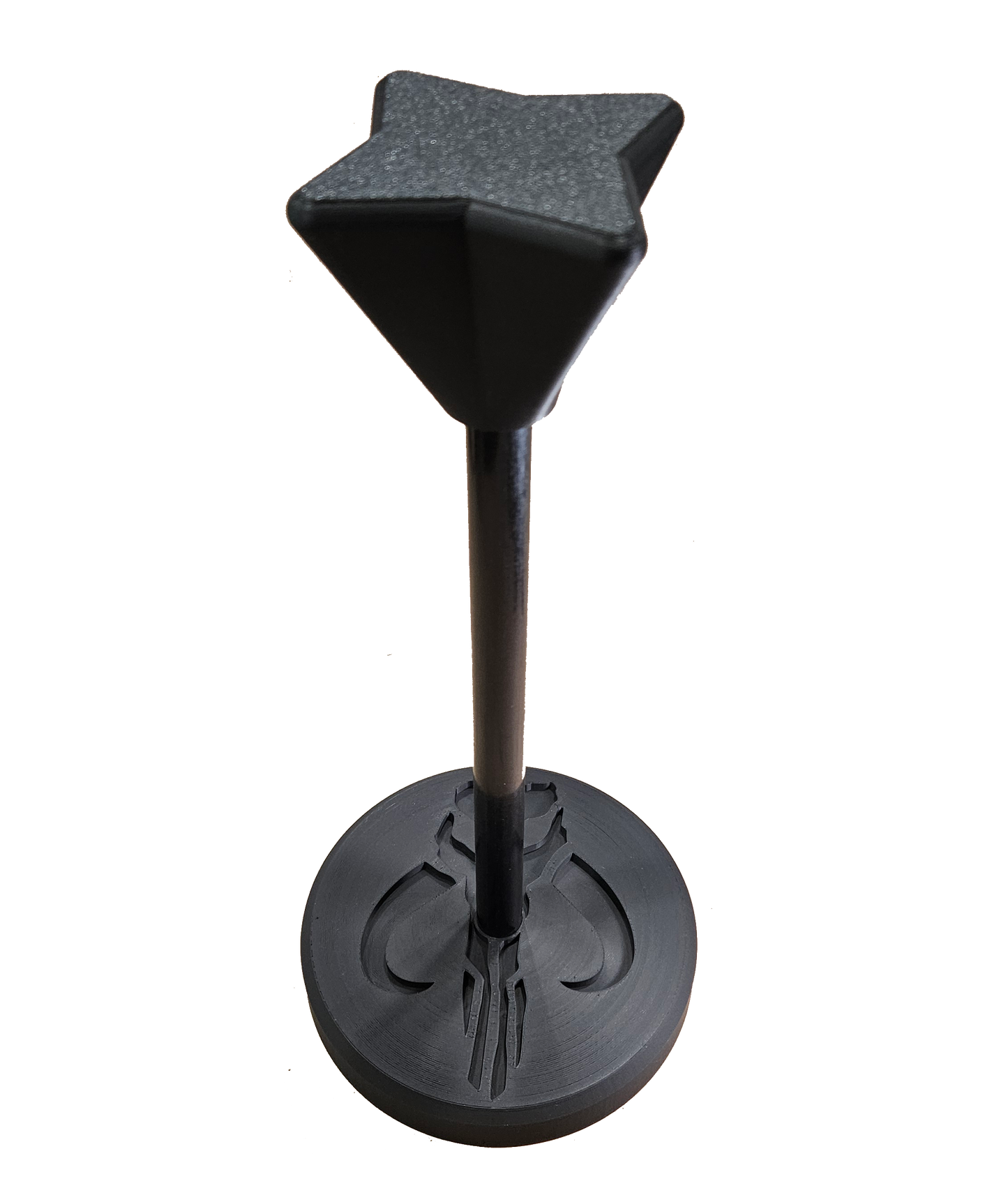 Black star-shaped stand on a white background