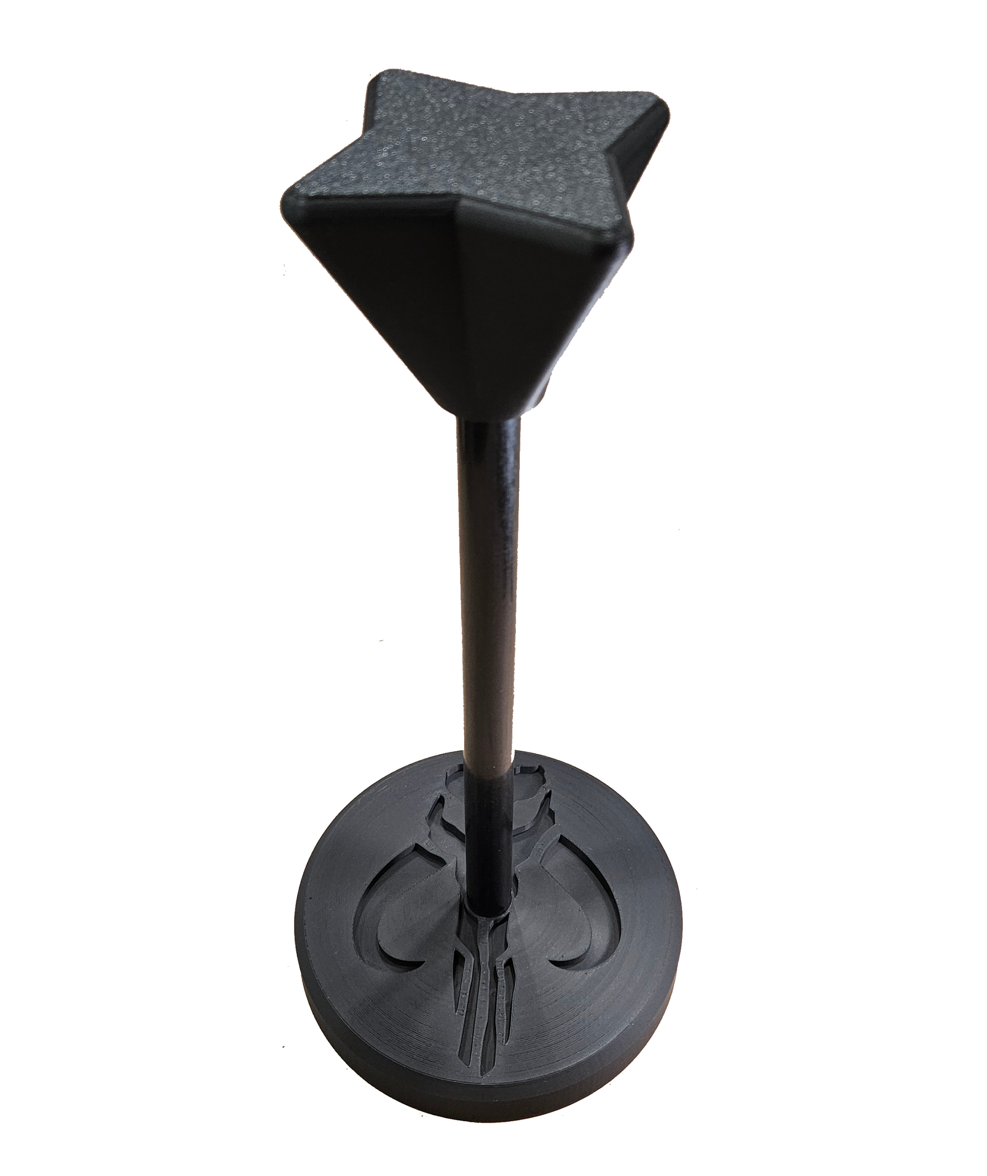 Black star-shaped stand on a white background